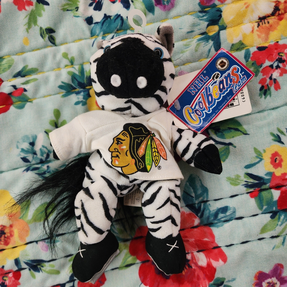 NHL Black and White Zebra Plush with Team Patch